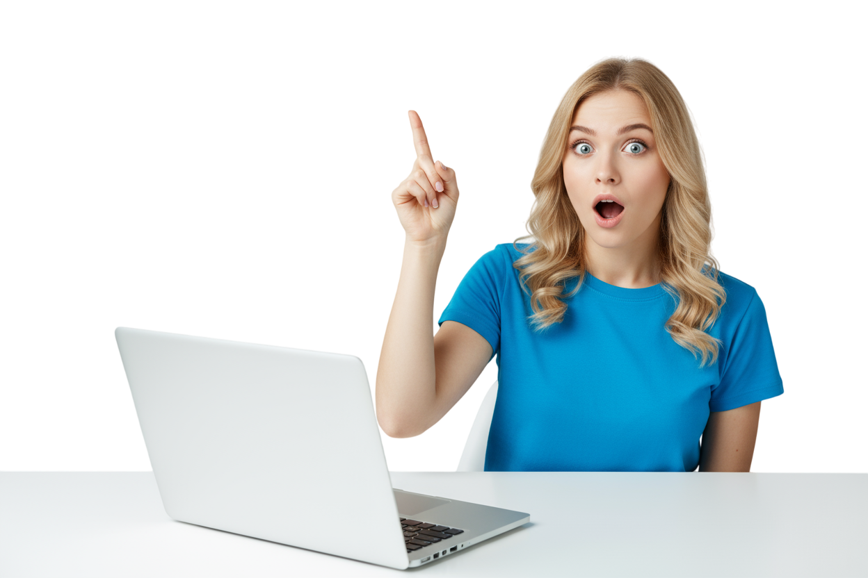 Home young woman at laptop